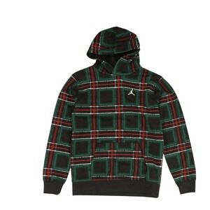 Jordan Brand Plaid Hoodie Men's Long Sleeve Fleece‎ Pullover Casual XL